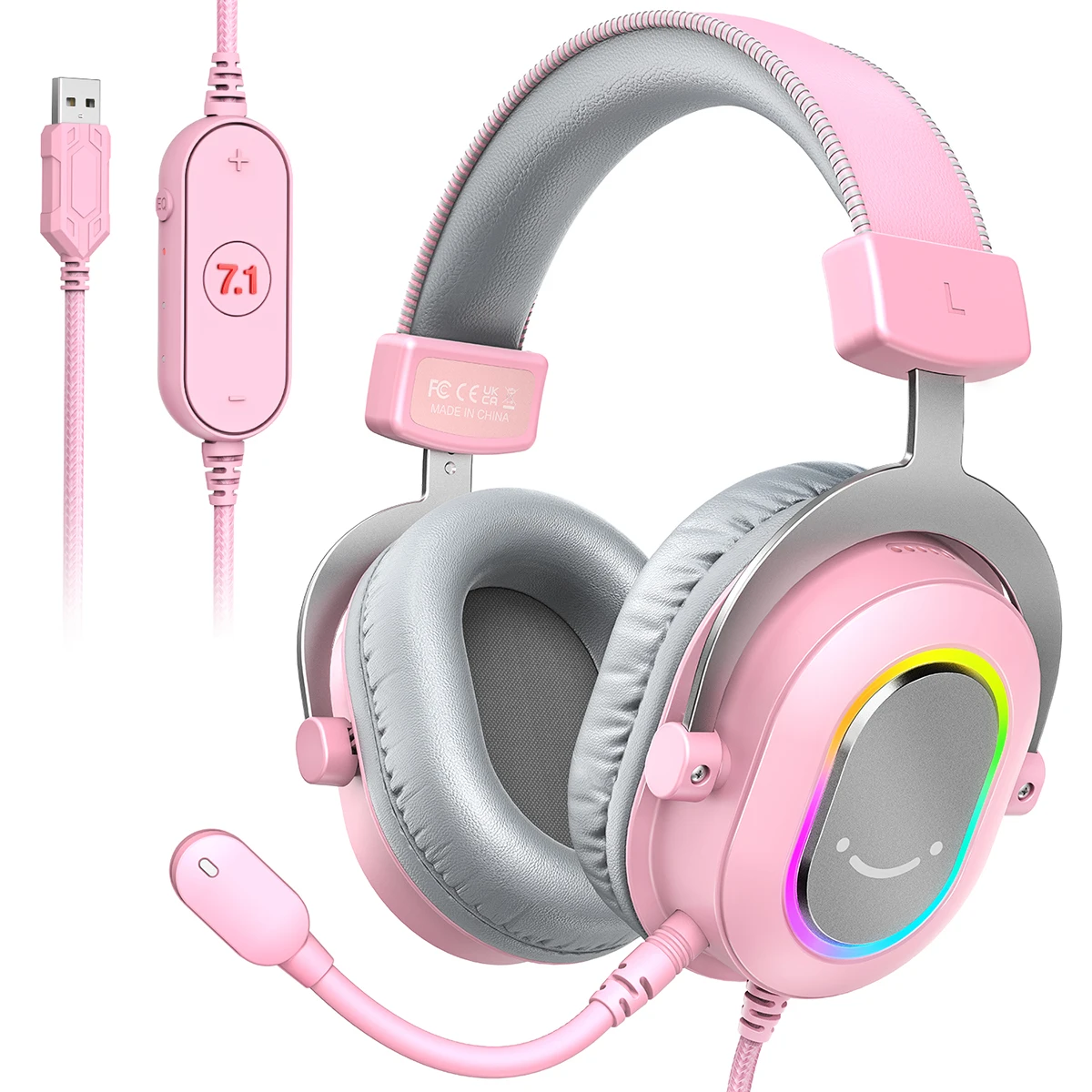 Auriculares para juegos USB FIFINE con sonido envolvente 7.1/control de línea/3 modos EQ, auriculares RGB con micrófono, Plug and Play, para PC/PS5 -H6 - Image 7