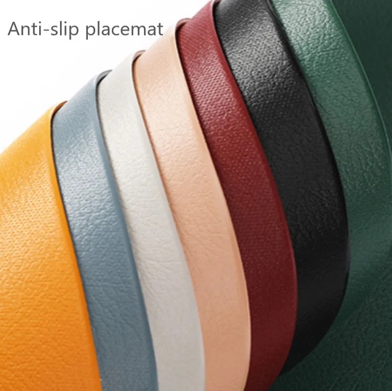 Inyahome Irregular Shape PU Leather Placemats Set Oil-Proof Waterproof for Kitchen Tables Bistro Tables Bars Coffee Shops Hotels - Image 3