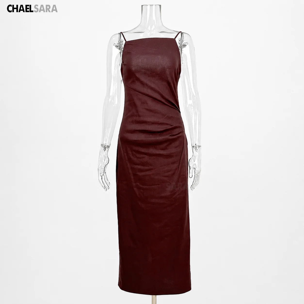 High Quality 2026 Summer New Women Fashion Linen Strap Midi Holiday Dress Casual Solid Zipper Slim Elegance Party Dresses Ladies - Image 3