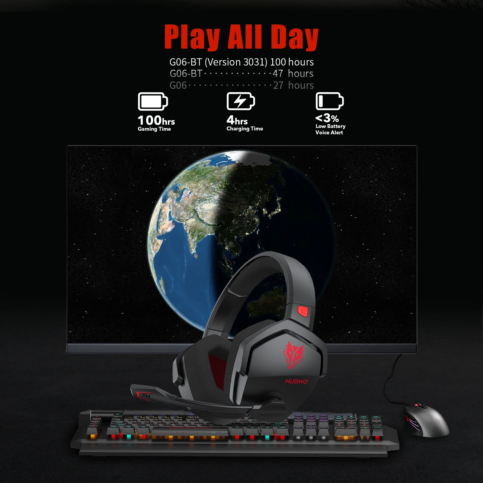 NUBWO G06 2.4G Dual Wireless Gaming Headset 5ms Low Latency 7.1 Surround ENC Mic For PC PS4 PS5 Gaming Bluetooth Headphones - Image 23