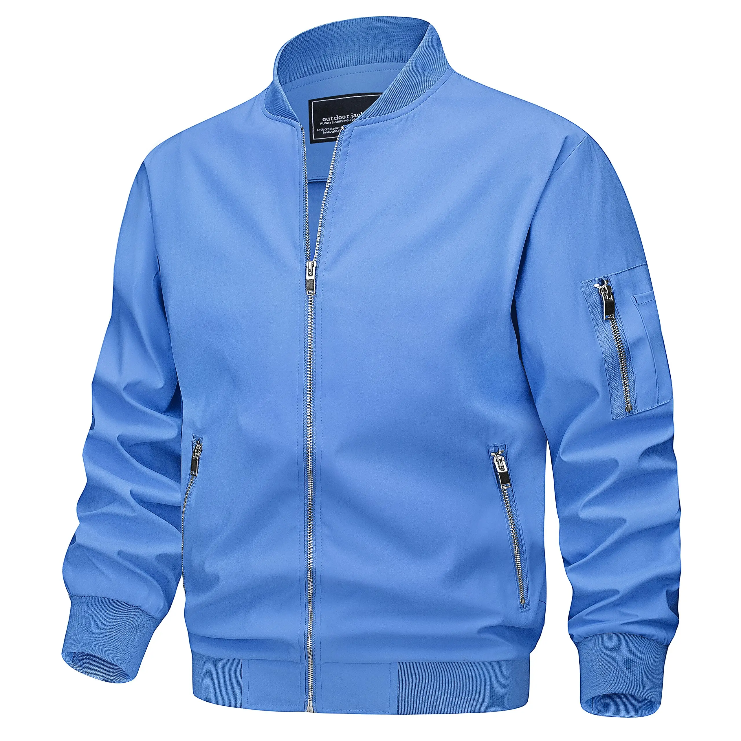 TACVASEN Spring Fall Thin Bomber Jackets Mens Jacket Lightweight Casual Windbreaker Zip Pockets Coats Biker Outwear Outdoor Male - Image 13