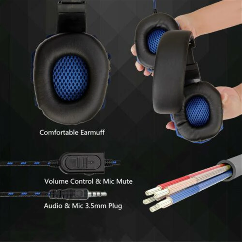 Gaming Headphones 3.5mm Wired PC Bass Stereo Gamer Headset Phone Laptop Earphone Helmet With Microphone For PS4 Xbox One Switch - Image 3