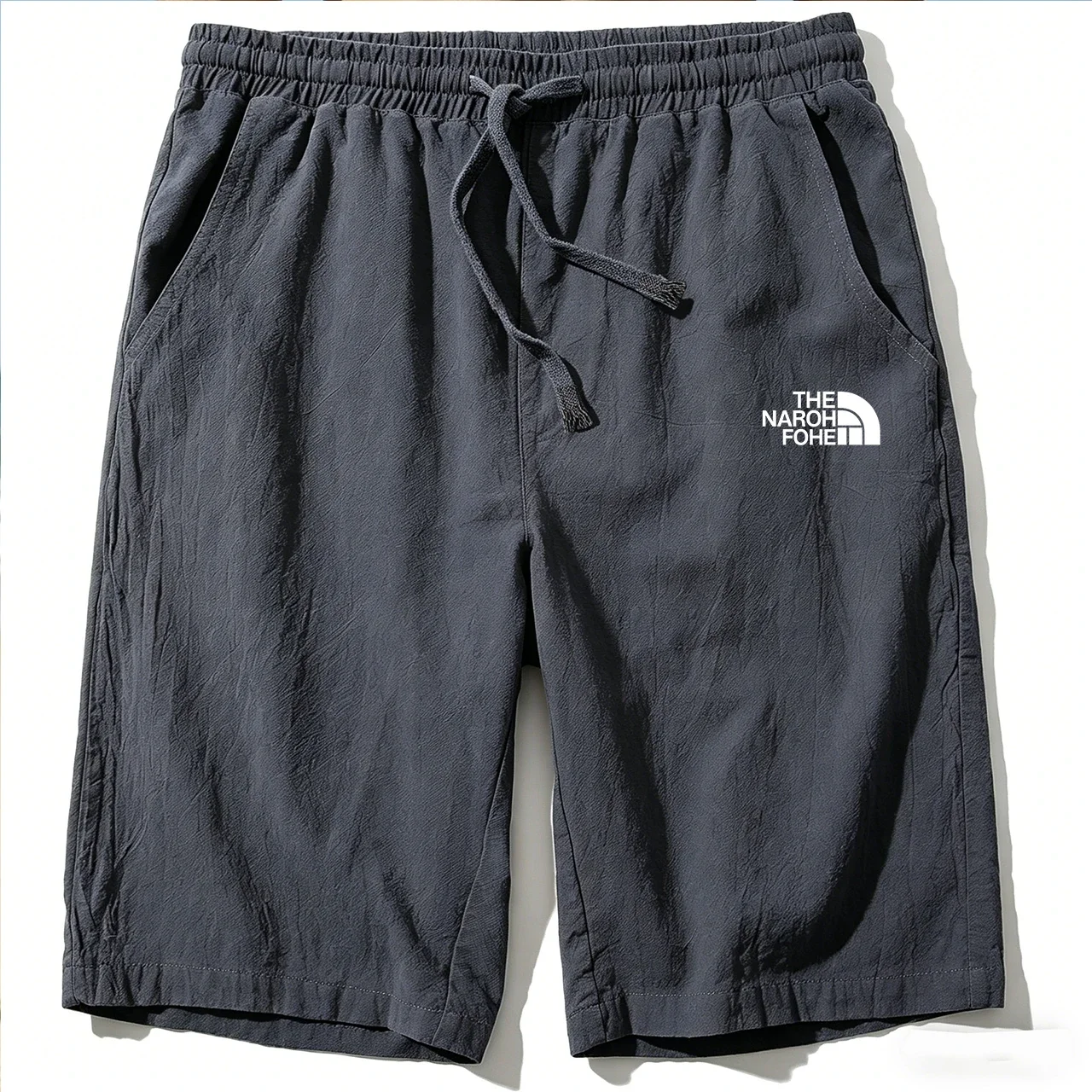 Men Cotton Linen Shorts Summer Lightweight Breathable Casual Beach Style Shorts Basic Solid Color Sweatpants Elastic Waist - Image 3