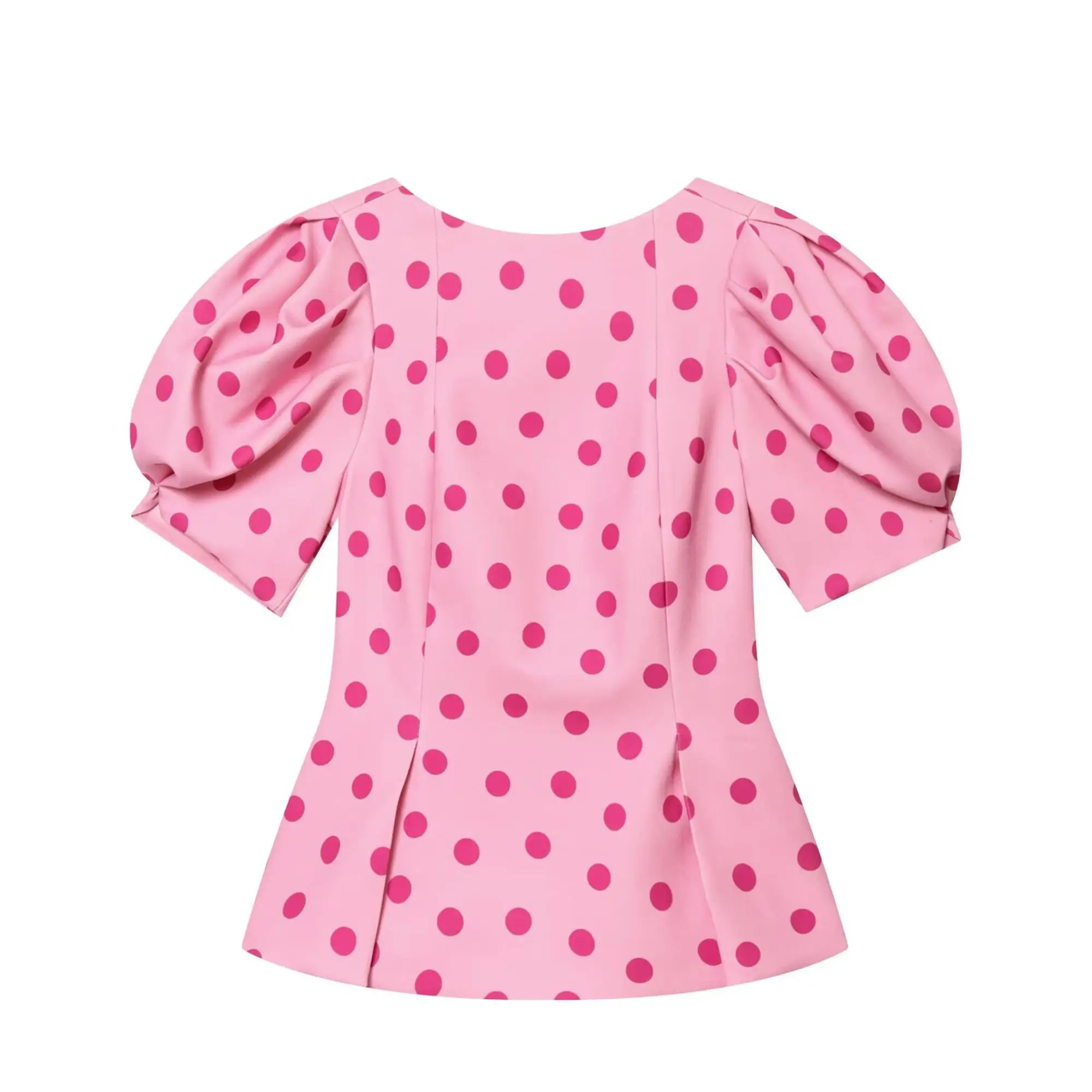 TFMLN Women's Sweet Blouse 2026 Street Chic O Neck Tee Female Summer Casual Vintage Polka Dot Puff Short Sleeve Tops New - Image 7