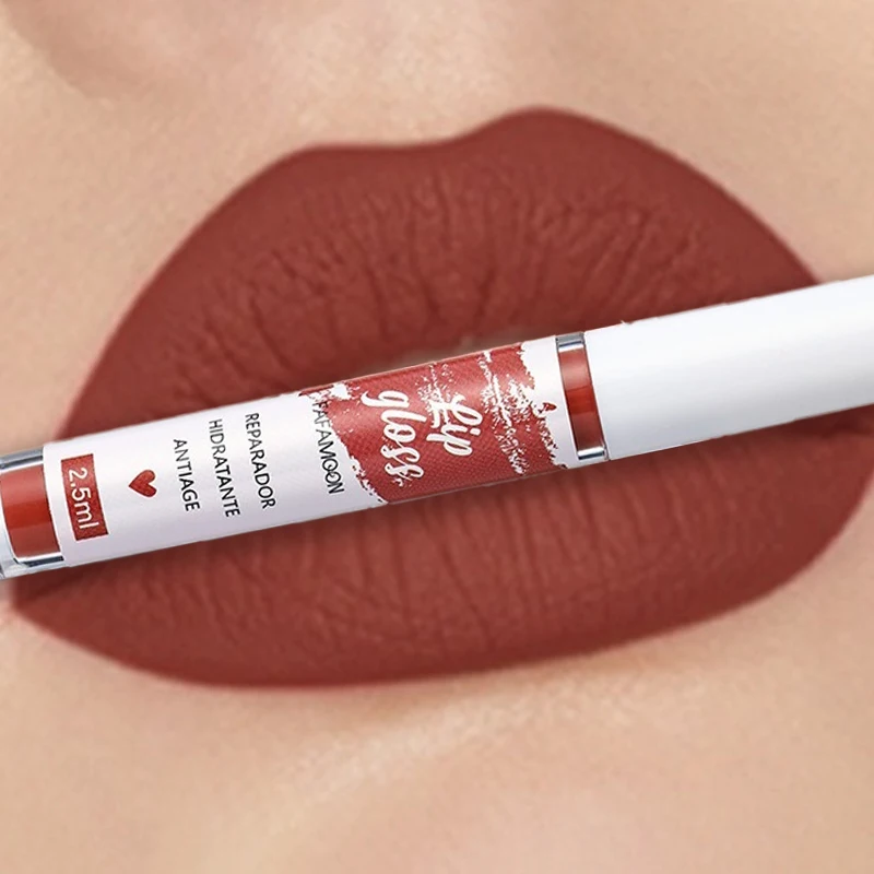 Matte Liquid Lipstick Rose Red Lip Glaze Makeup Moisturizing Waterproof Durable Lip Mud Non-stick Cup Lip Gloss Korean Makeup - Image 9