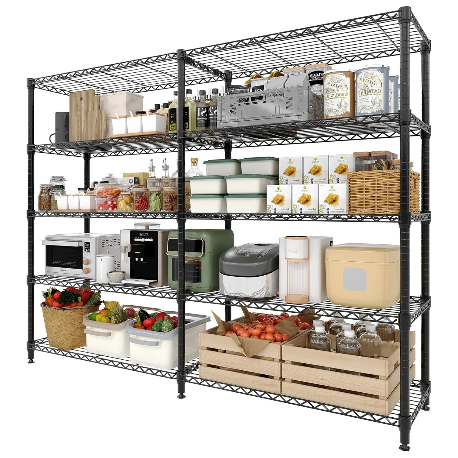 Sbb276d7c63154c35b2d7b1aa114f6c5bY.webp Heavy Duty Storage Shelves 4/5 Tiers Metal Shelving Unit Adjustable Organization Pantry Shelves for Kitchen Garage Commercial