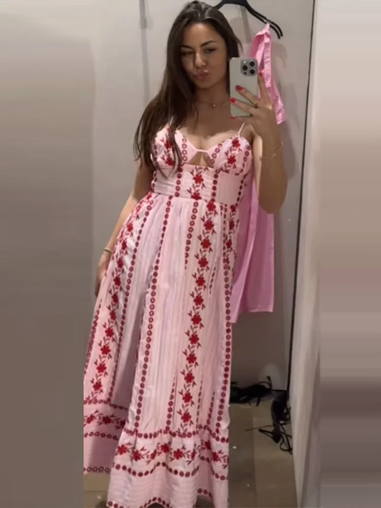 Fashion Women's Dress Halter Sleeveless Hollow Out Print Female Dresses 2026 Summer Vacation Holiday Beach Chic Sexy Lady Robe - Image 6