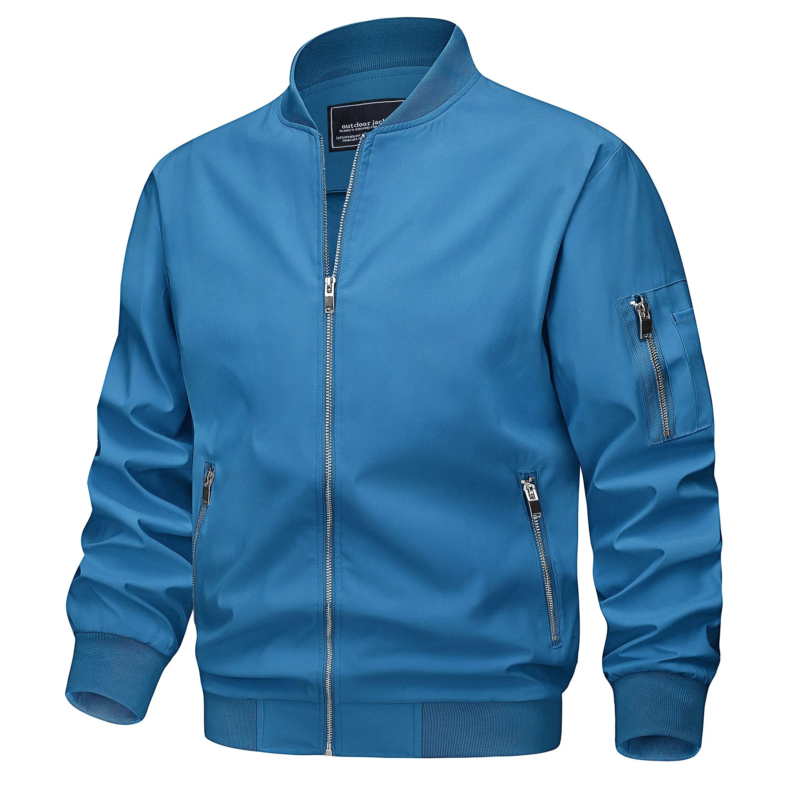 TACVASEN Spring Fall Thin Bomber Jackets Mens Jacket Lightweight Casual Windbreaker Zip Pockets Coats Biker Outwear Outdoor Male - Image 14