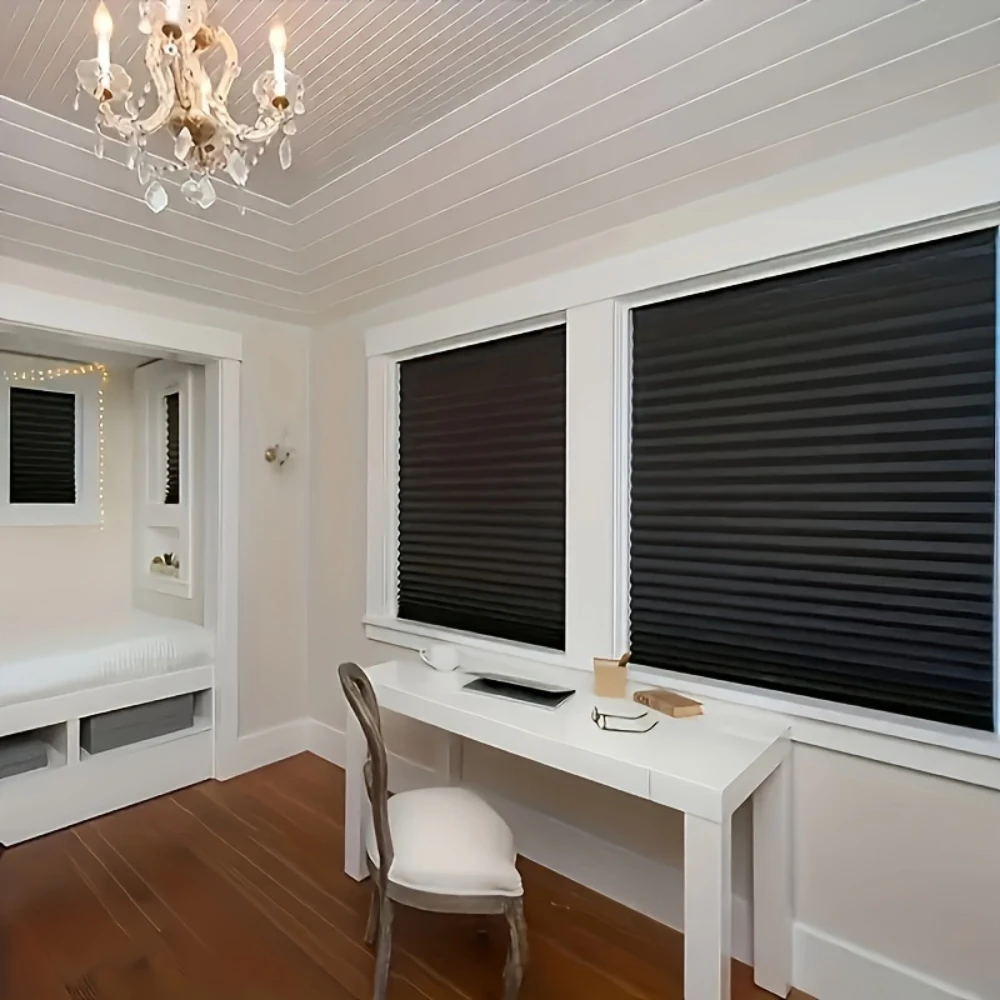 Window Shades Non-woven Fabric Pleated Zebra Blinds Roller Room Blackout Curtain For Living Room Balcony Easy Installation - Image 4