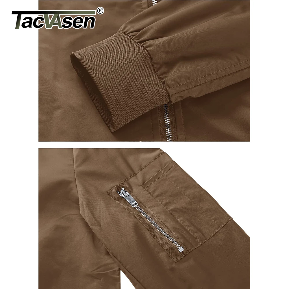 TACVASEN Spring Fall Thin Bomber Jackets Mens Jacket Lightweight Casual Windbreaker Zip Pockets Coats Biker Outwear Outdoor Male - Image 3