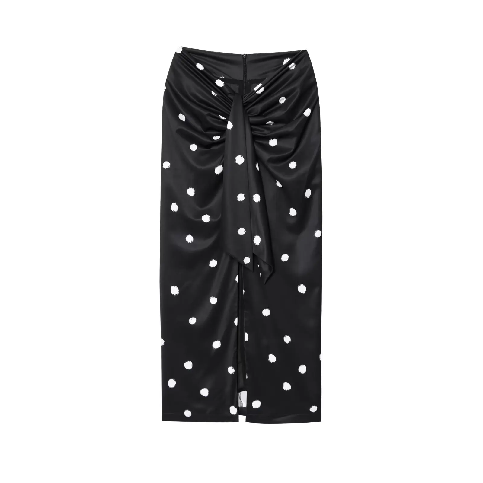TFAFXY 2025 Polka Dot Skirt Women Wrap Ruched Midi Skirt Woman New Fashion Elegant Long Skirts For Women Party Skirts - Image 7