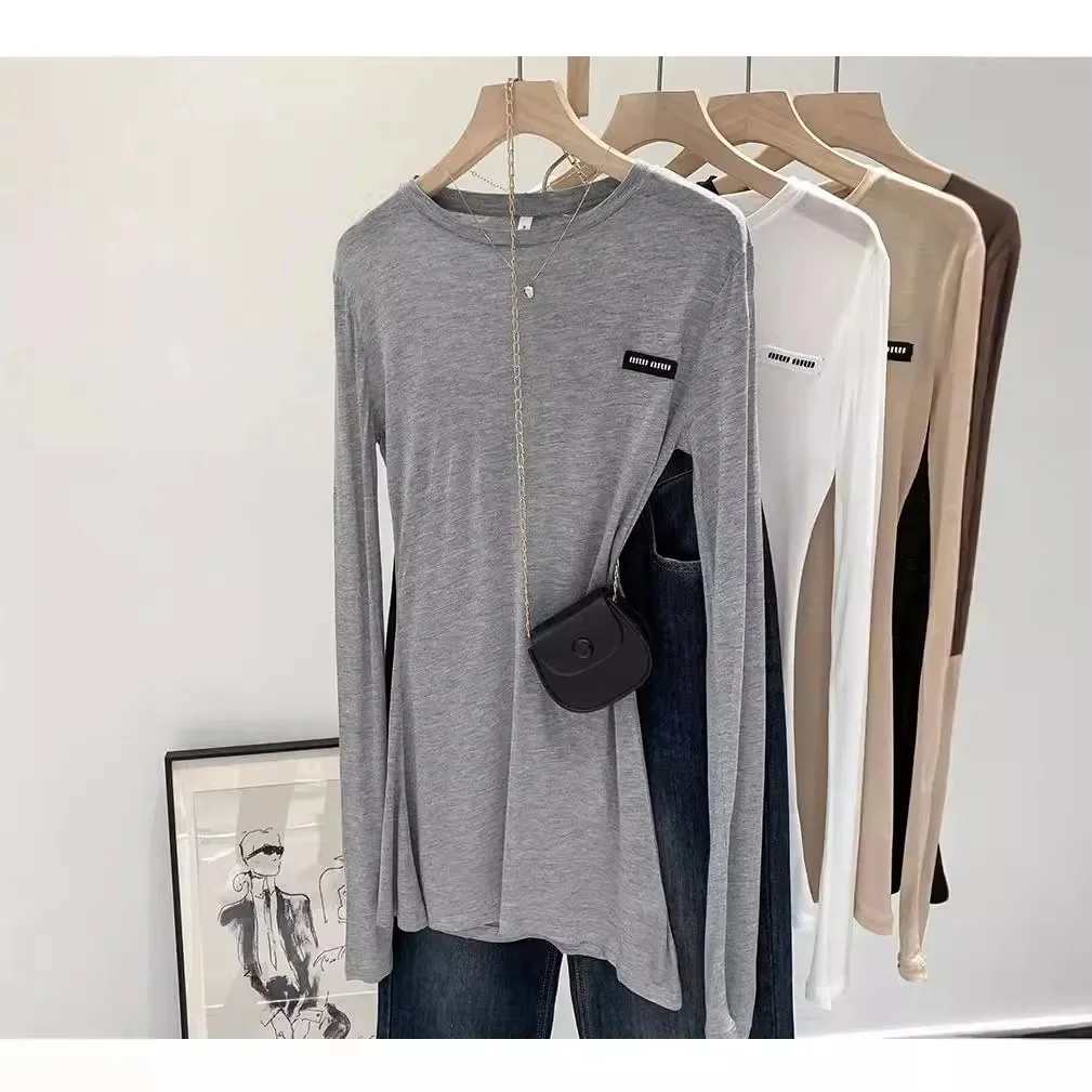 Laceleather Women's Long Sleeve T-Shirt Light Thin Sun Protection Base Layer Shirt Early Autumn New Style Label Attached - Image 6