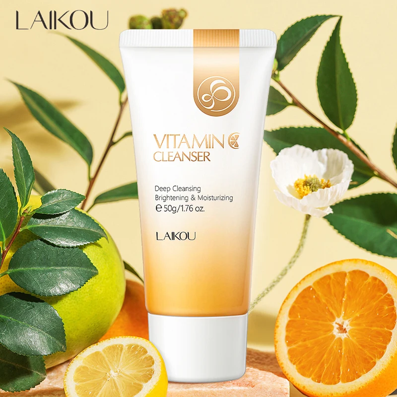 Sc8795240a649441b935ed408ff87a08aI.webp LAIKOU 50g Vitamin C Facial Cleanser Brightening Moisturizing Deep Cleansing Foam Dense Amino Acid Gentle Cleanser Face SkinCare