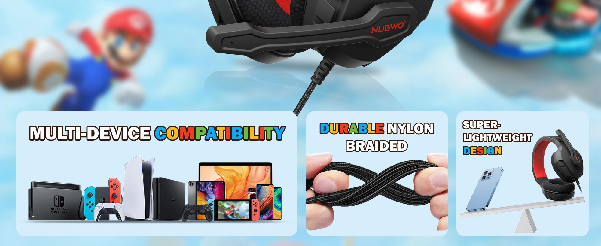 NUBWO U3 Gaming Headset with Mic Safe Volume Limited Kids Headphones for Switch 3.5mm Jack for NS,PS4,PS5,Xbox,Tablet,iPad - Image 14