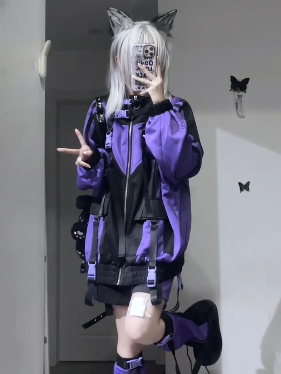 Oversize Jacket Trench Coat Men And Women Autumn Solid Japanese Fashion Vintage Casual High Street Hooded Functional Wind - Image 4