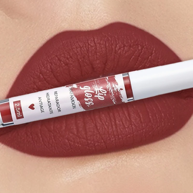 Matte Liquid Lipstick Rose Red Lip Glaze Makeup Moisturizing Waterproof Durable Lip Mud Non-stick Cup Lip Gloss Korean Makeup - Image 7