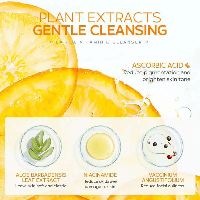 LAIKOU 50g Vitamin C Facial Cleanser Brightening Moisturizing Deep Cleansing Foam Dense Amino Acid Gentle Cleanser Face SkinCare - Image 6