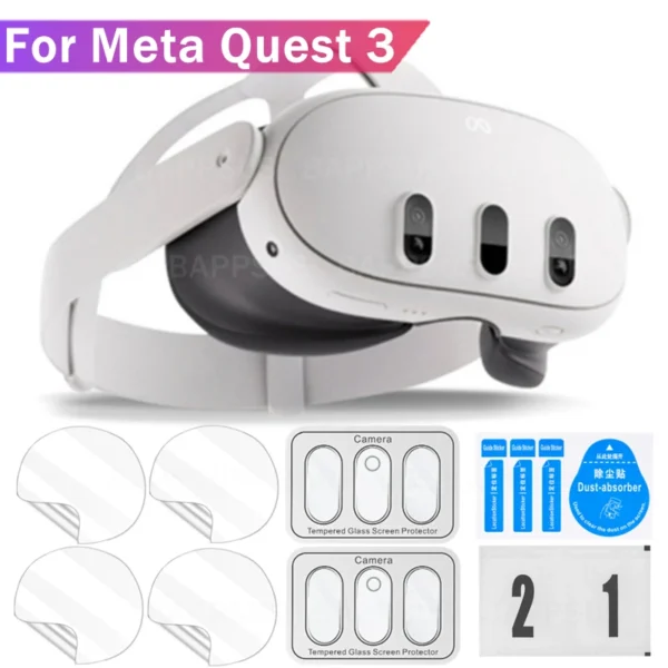 Tempered Glass Lens Film For Meta Quest 3 Soft TPU Protective Hydrogel Film for Meta Quest3 Headset Full Cover Screen Protector