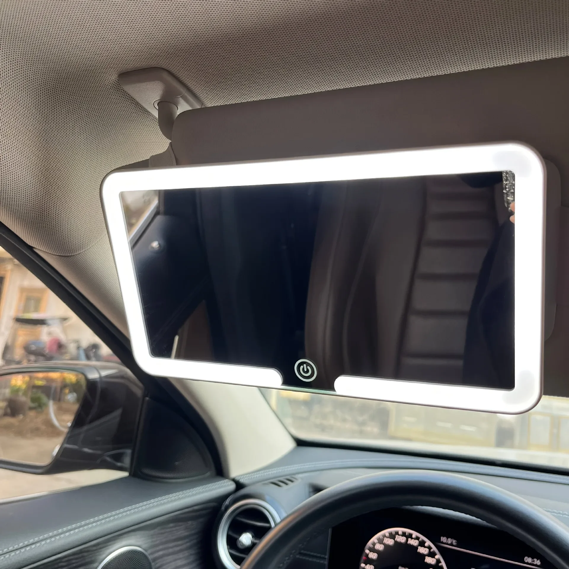 Car Interior Mirrors Sun Visor Plate LED HD Makeup Mirror for Girls Women Rechargeable Fill Light Universal Thin Vanity Mirror - Image 5