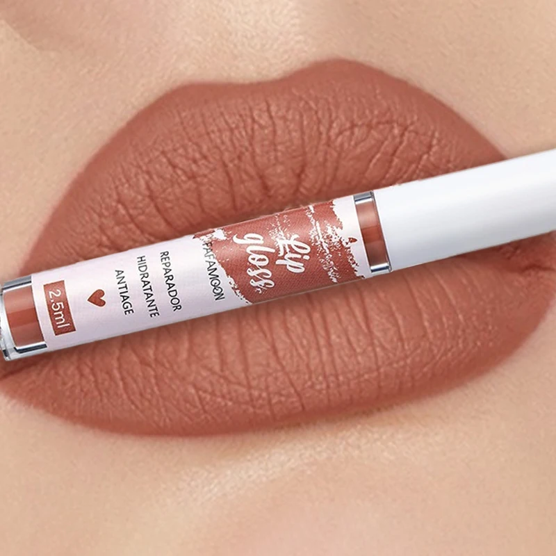 Matte Liquid Lipstick Rose Red Lip Glaze Makeup Moisturizing Waterproof Durable Lip Mud Non-stick Cup Lip Gloss Korean Makeup - Image 8