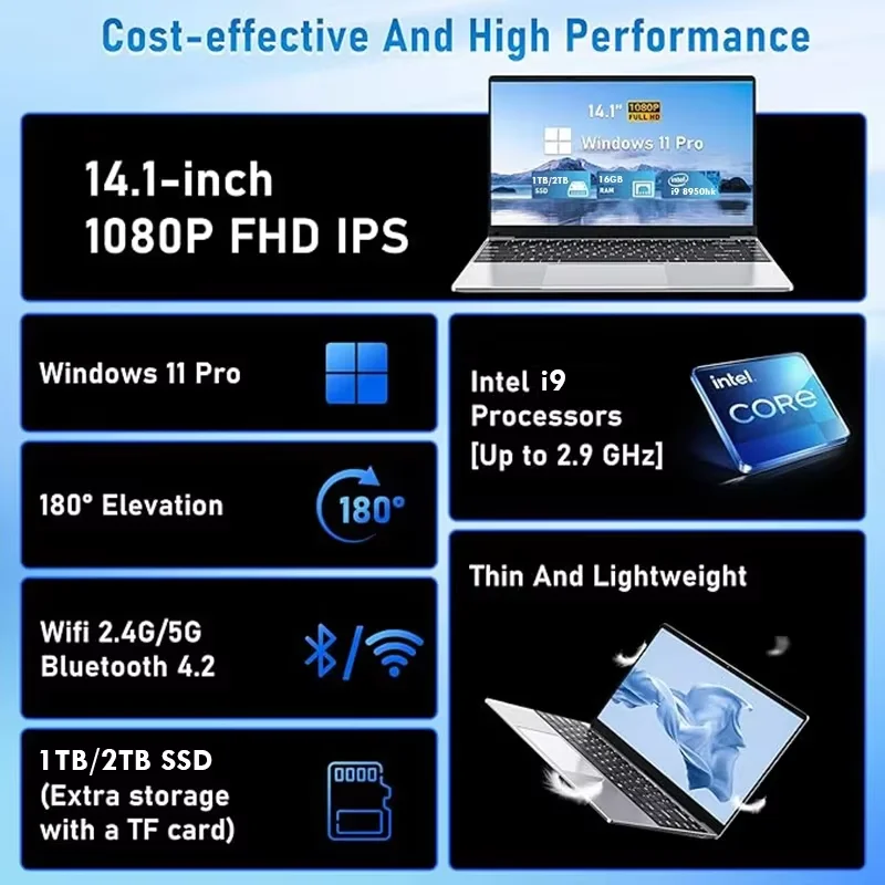 Intel Core i9-10980hk 14.1” Gaming i9 Laptop Windows 11 16GB RAM 1/2TB M.2 SSD Laptops 4K HD Gaming Notebook PC - Image 4