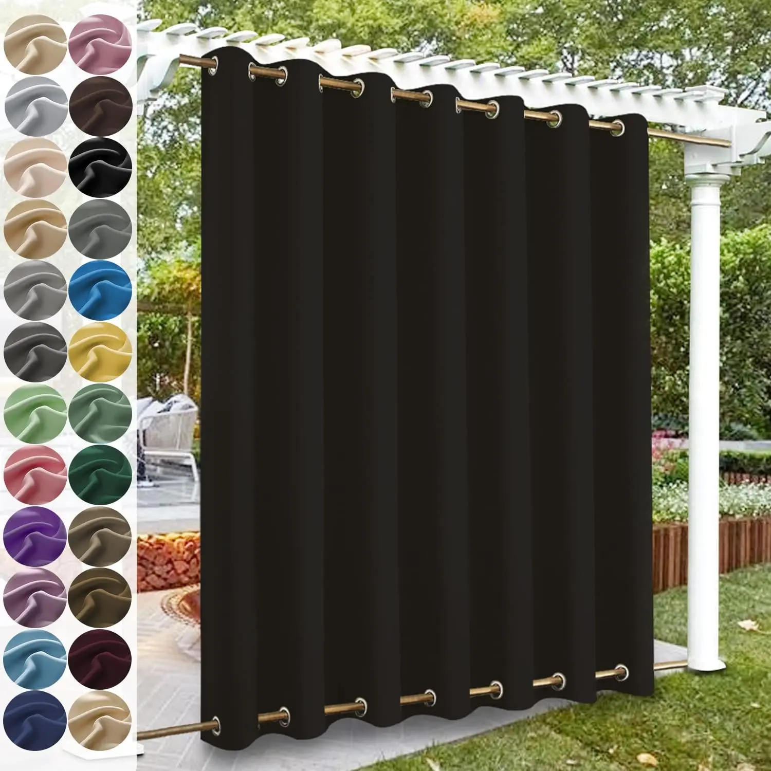 Custom Blackout Curtain Outdoor Waterproof Windproof Curtains Top Bottom Grommets Curtain for Balcony/Garden/Patio/Porch/Pool - Image 13