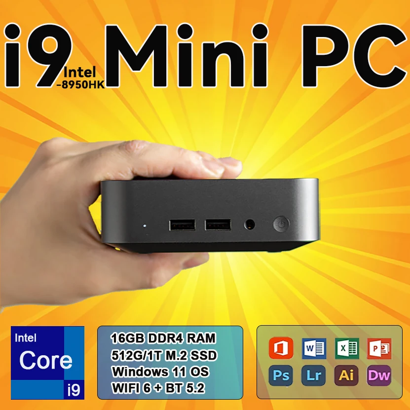 Sdcf4753a6b4d4122b12dec203d0f1e1cv.webp Brand New Mini PC Intel Core i9-8950HK 16GB RAM 1/2TB SSD Bluetooth 5.2 WiFi6 1000M Ethernet Windows 11 Gaming Office PC