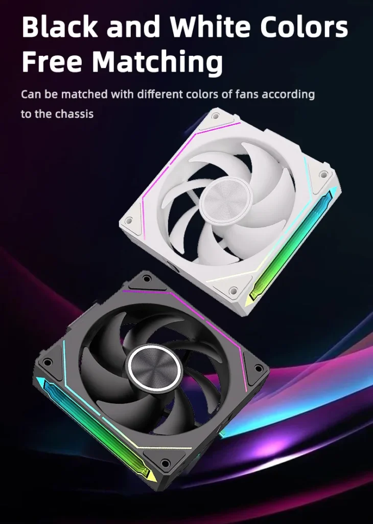 Sdd3b419772834bc7a8243fe6e3094464i.webp Coolcirc DL-2 120mm ARGB Cooling Fan Modular Wireless Stackable Splicing 800-2000RPM PWM Silent for Gaming PC Case Water Cooler