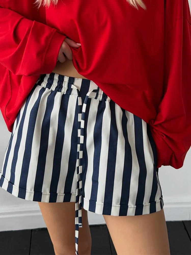 Casual Striped Balloon Pants Women Chic Elastic Waist Wide Leg Loose Fit Long Trousers 2026 Summer Lady Daily Street Wear New - Image 6