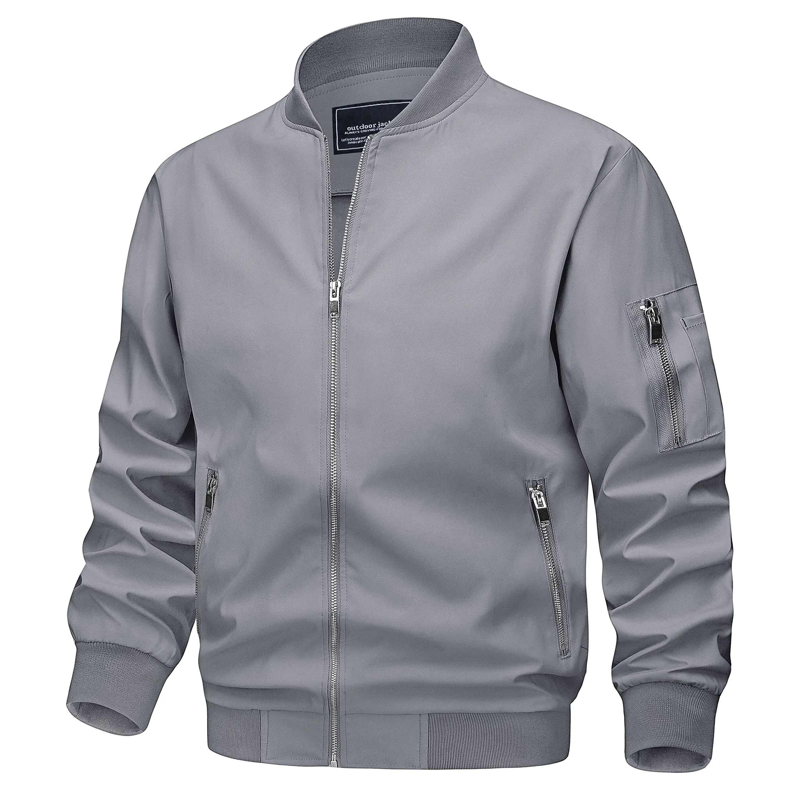 TACVASEN Spring Fall Thin Bomber Jackets Mens Jacket Lightweight Casual Windbreaker Zip Pockets Coats Biker Outwear Outdoor Male - Image 7