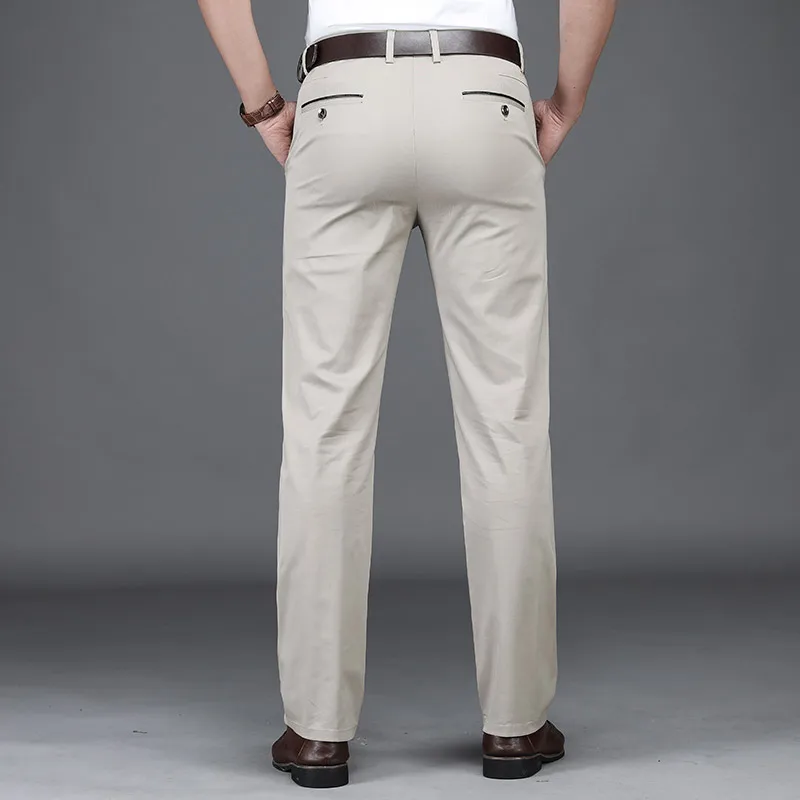 Classic Style Summer Men's Thin Cotton Casual Pants Business Fashion Stretch Loose Straight Beige Trousers Male Brand Clothes - Image 6