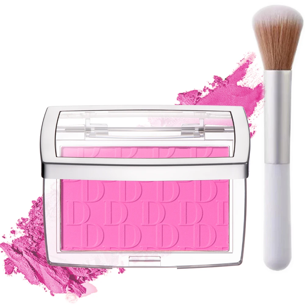 Matte Embossed Blush Palette High Pigmented Pink Coral Cheek Blush Powder With Professional Makeup Brush - Image 7