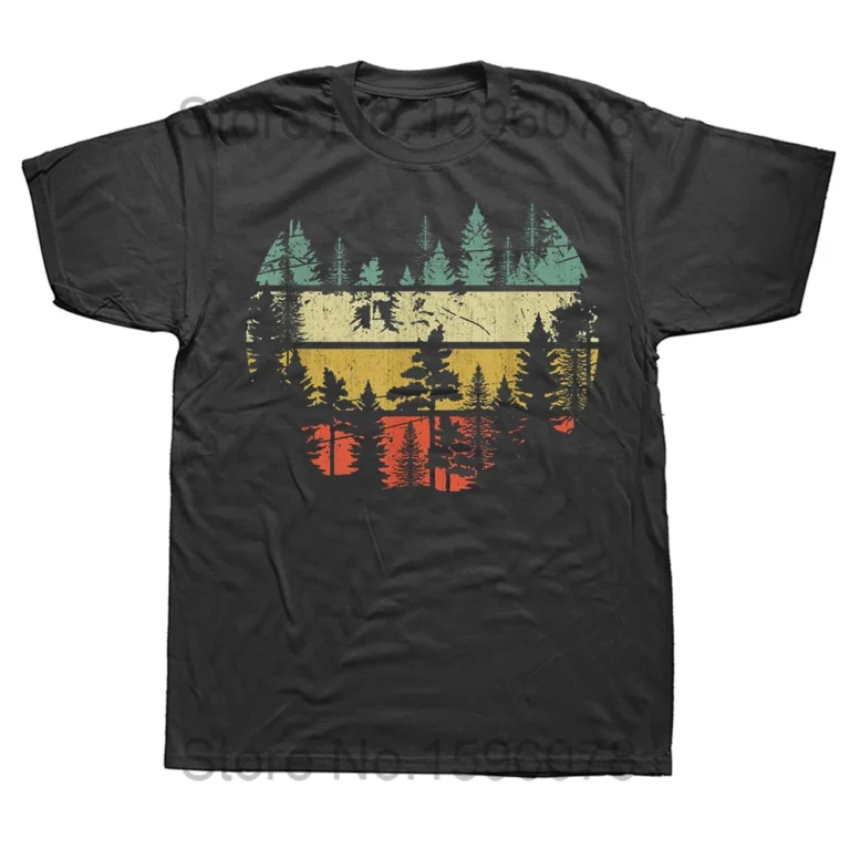Se80159bf219b4f0297c4d731cbe51afdE.webp Wildlife Trees Outdoors Nature Retro Forest T Shirts Hiking Camping Birdwatching Photography Mountains Birthday Gifts T-shirt