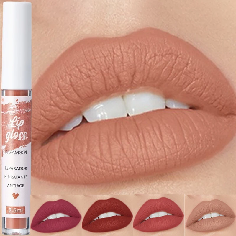 Matte Liquid Lipstick Rose Red Lip Glaze Makeup Moisturizing Waterproof Durable Lip Mud Non-stick Cup Lip Gloss Korean Makeup - Image 4