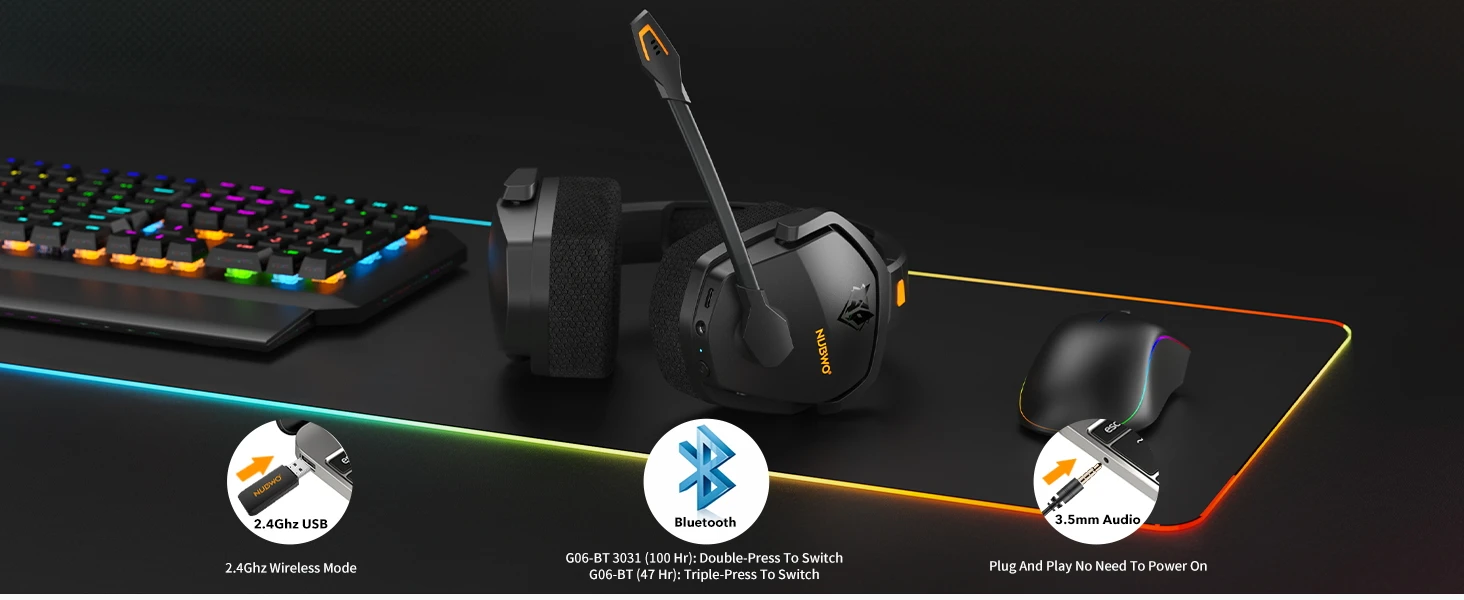 NUBWO G06 2.4G Dual Wireless Gaming Headset 5ms Low Latency 7.1 Surround ENC Mic For PC PS4 PS5 Gaming Bluetooth Headphones - Image 19