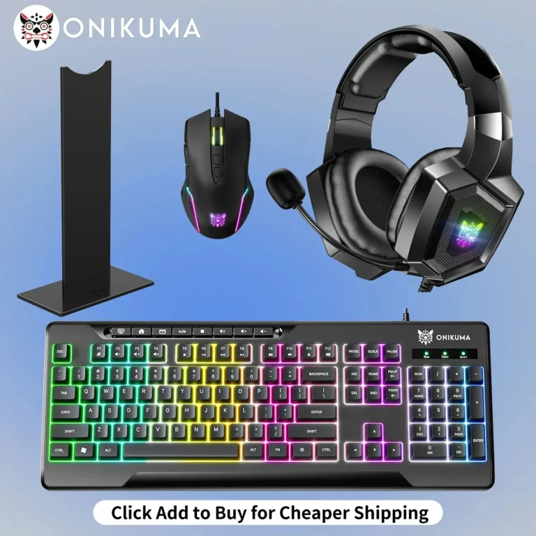Auriculares profesionales para juegos ONIKUMA, set de juegos con iluminación RGB, ratón, teclado, soporte para auriculares o auriculares con cable.
