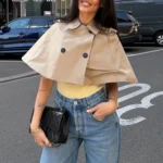 Sedb04d58eed440a2ba1df3ea05fd256a2.webp Casual Solid Women's Cope Turn-Down Collar Double Button Solid Lady Cloak 2026 Spring Summer Fashion Female Street Crop Tops New