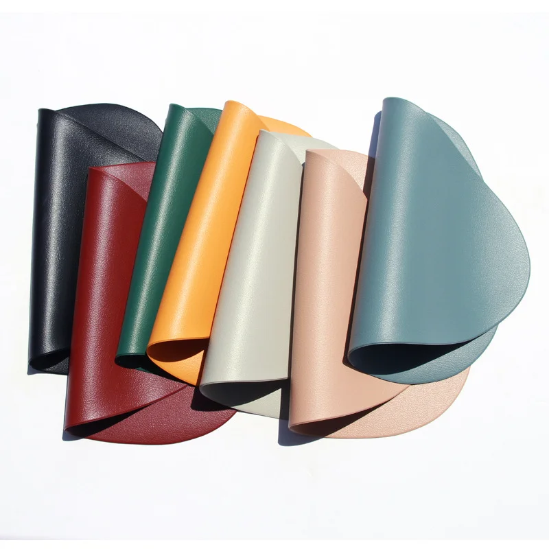 Inyahome Irregular Shape PU Leather Placemats Set Oil-Proof Waterproof for Kitchen Tables Bistro Tables Bars Coffee Shops Hotels - Image 2