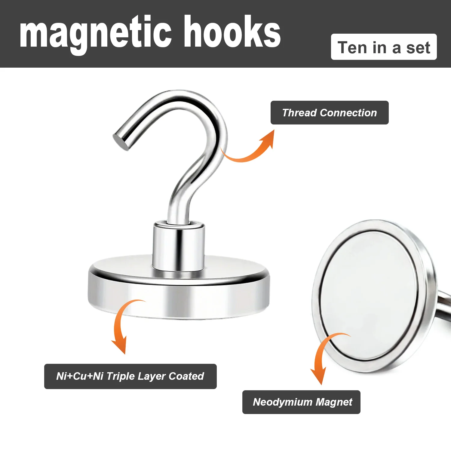 Magnetic Hooks Super Strong Magnets Neodymium Magnet Powerful Magnets Hanging Hooks for Bathroom Kitchen Organizers - Image 4