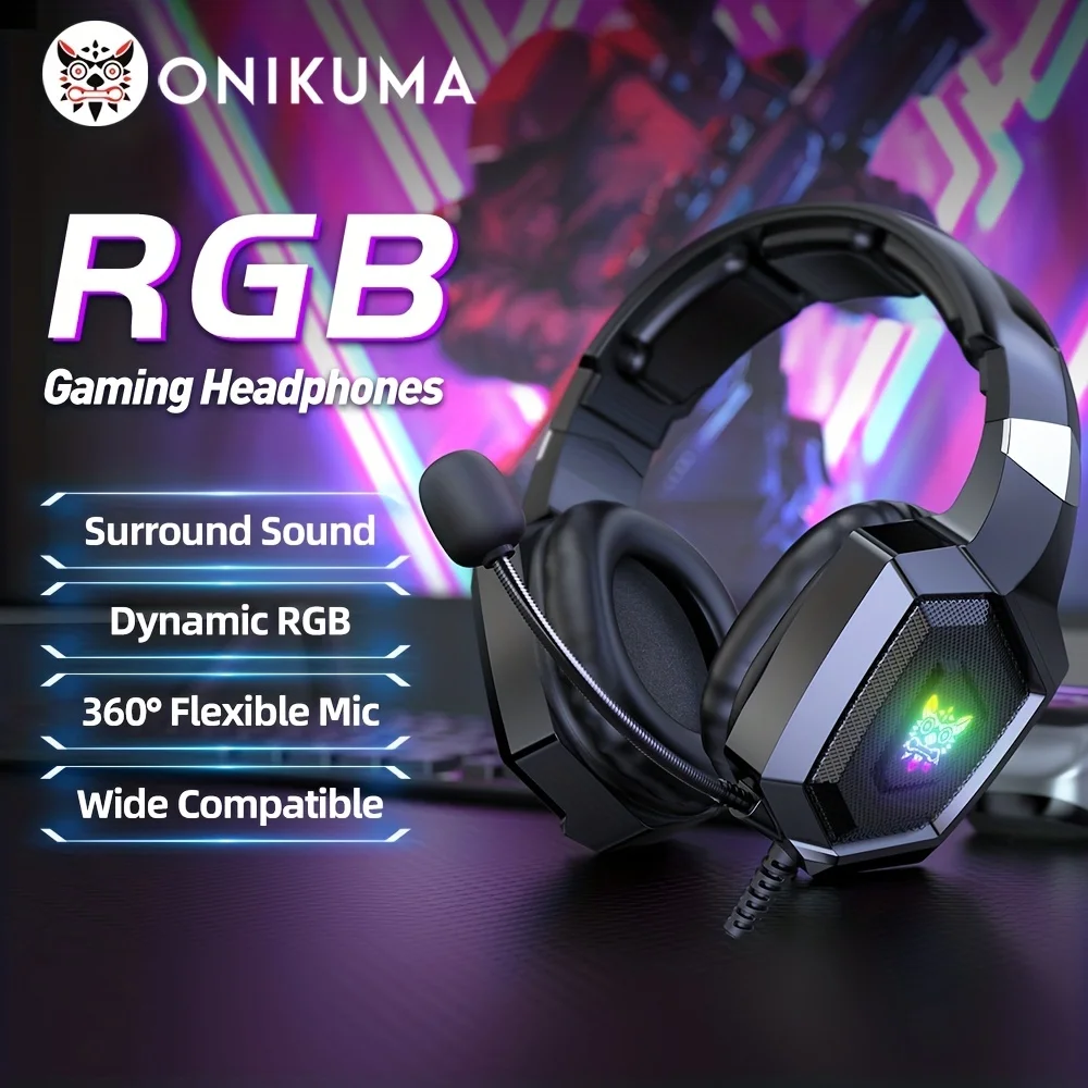 ONIKUMA Professional Gaming Headset Gaming Set RGB Lighting Mouse or Keyboard or Headset Stand or Wired Headset - Image 2