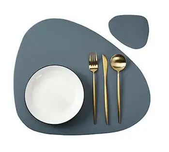 Inyahome Irregular Shape PU Leather Placemats Set Oil-Proof Waterproof for Kitchen Tables Bistro Tables Bars Coffee Shops Hotels - Image 8