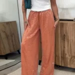 Sefcfab25645141eaabf442be62279120Z.webp Chic Sequined Women's Trouser Mid-Waist Lace Up Lady Straight Mop Pants 2026 Summer Autumn Fashion Female Bottoms Vacation
