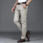 Sefebad6ed0414e29bca90283b8f3080dn.webp Classic Style Summer Men's Thin Cotton Casual Pants Business Fashion Stretch Loose Straight Beige Trousers Male Brand Clothes