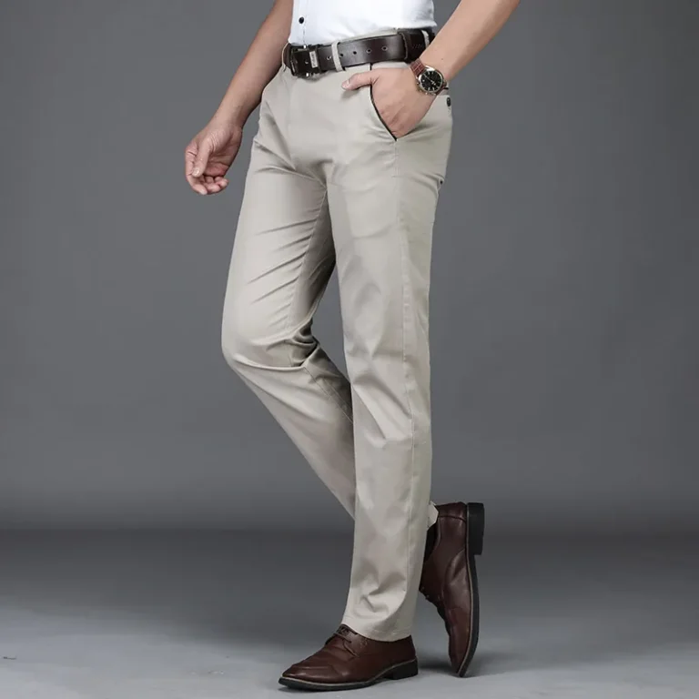 Sefebad6ed0414e29bca90283b8f3080dn.webp Classic Style Summer Men's Thin Cotton Casual Pants Business Fashion Stretch Loose Straight Beige Trousers Male Brand Clothes