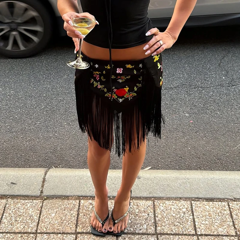 Fashion Leopard Fringed Patchwork Women's Skirts Irregular Double-Sided Lady Mini Skirts 2026 Summer Chic New Female Streetwear - Image 8