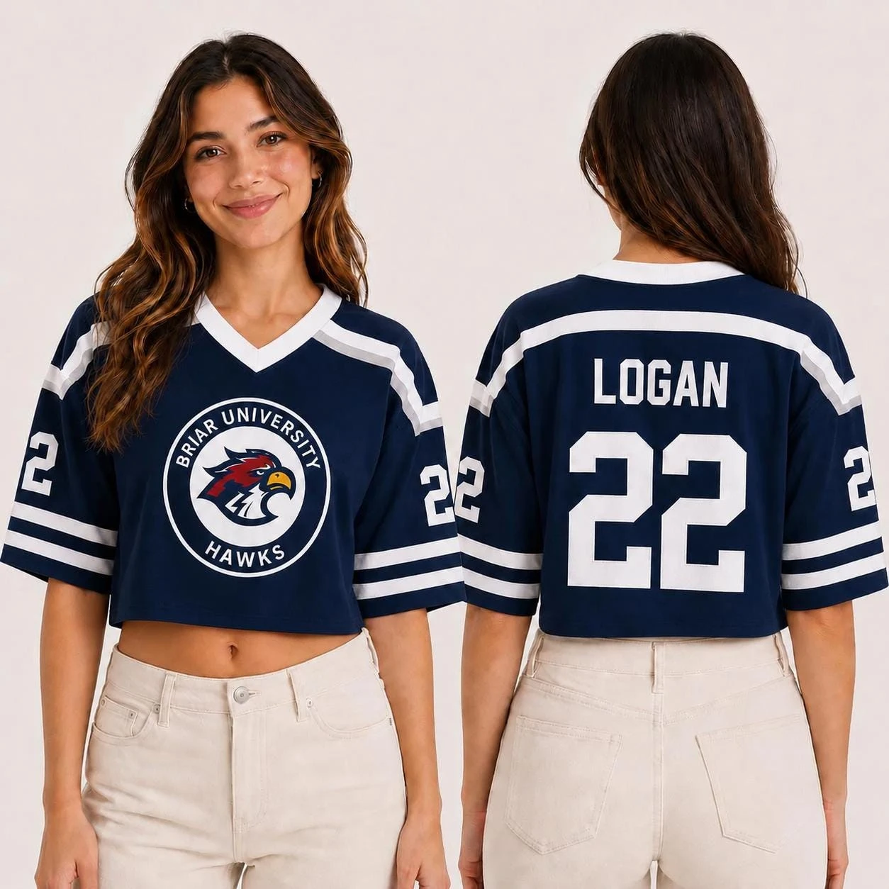 Hot Briar University Hawks Crop Jersey Graham 44 Hockey Romance Jersey Off Campus Bookish Apparel Logan Di Laurentis 66 Tucker - Image 3
