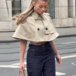 Sf7237da45bda4864b7fa2b5e98cd5b454.webp Casual Solid Women's Cope Turn-Down Collar Double Button Solid Lady Cloak 2026 Spring Summer Fashion Female Street Crop Tops New