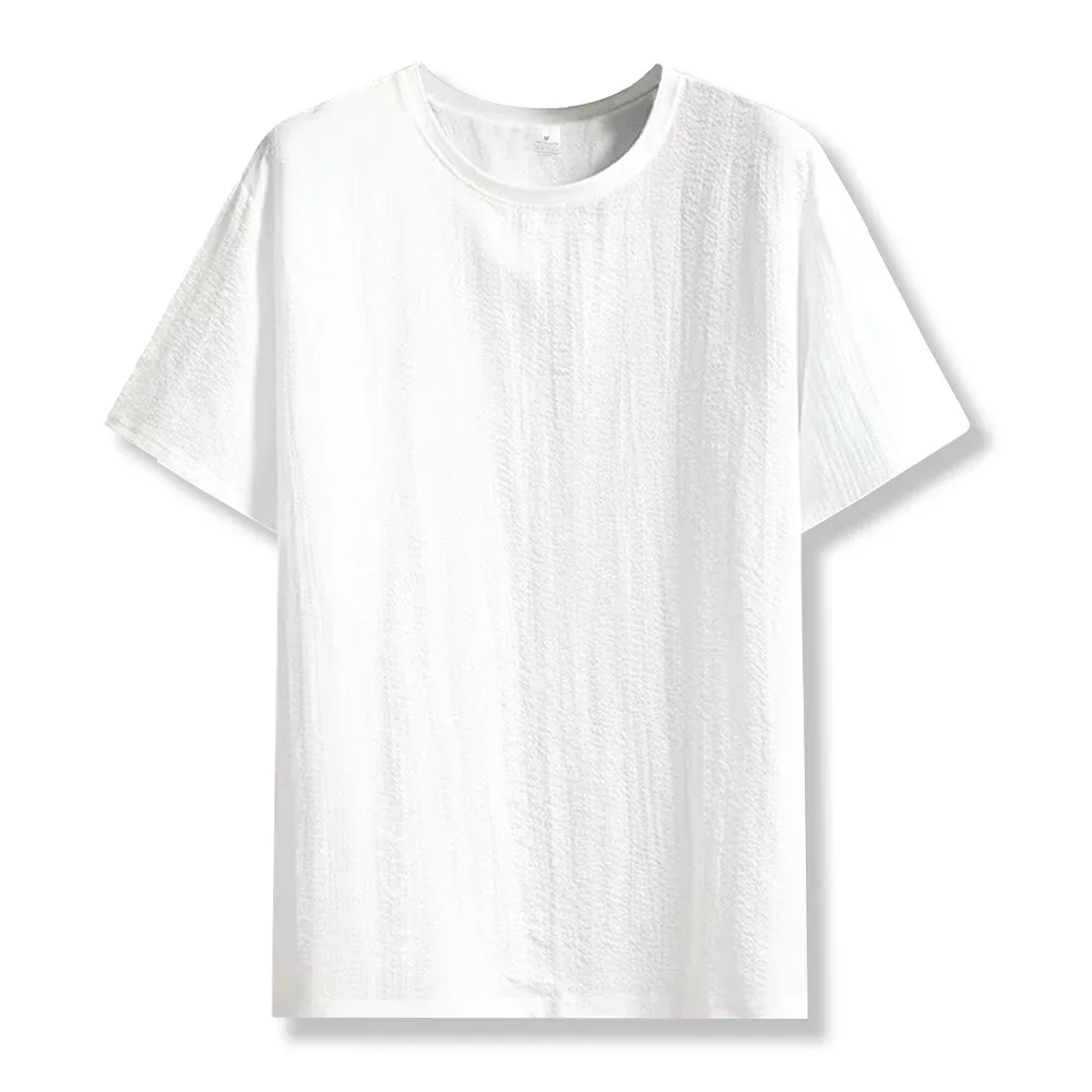 New Men's Casual T Shirt Ant Wrinkles T-Shirt Summer Half-Sleeved Loose Fashion T Shirt Base Shirt Solid Handsome Short-Sleeved - Image 2