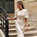 Women Chic Pink Floral Print Maxi Vestido Elegant V Neck Ruffle Trim Flare Sleeve Ruched High Chiffon Dress 2026 Party Outfit