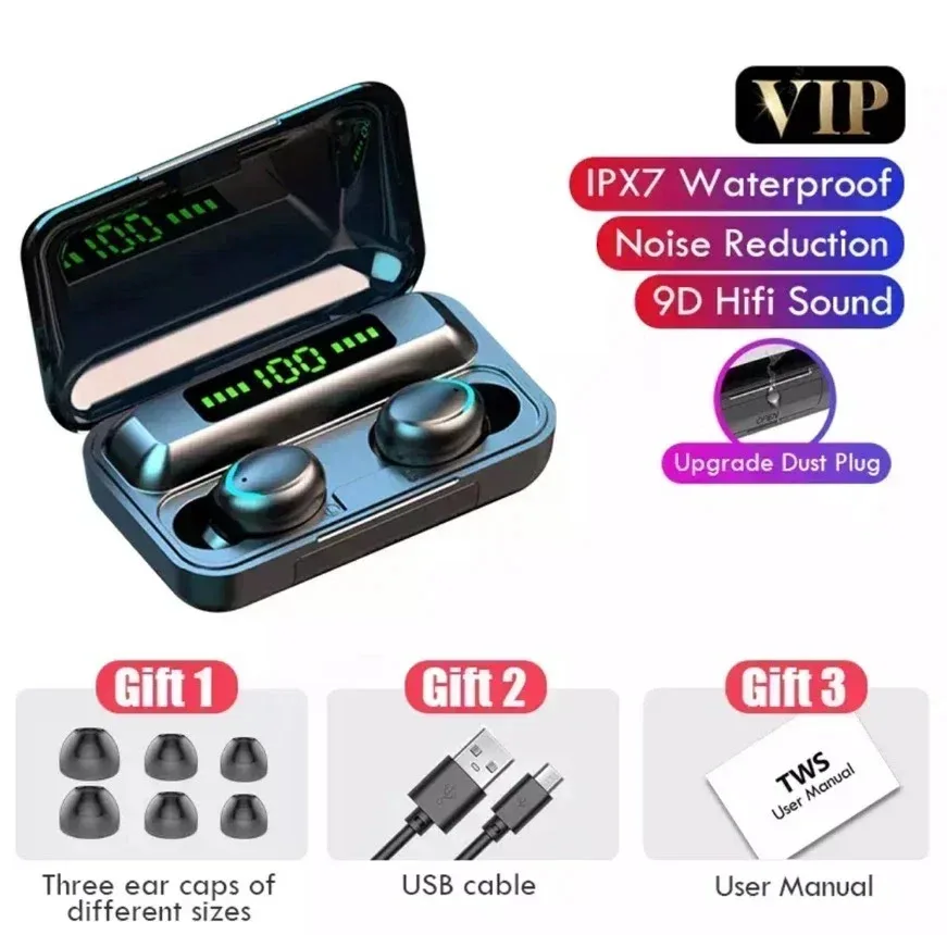 TWS F9-5 Earphone Bluetooth 5.3 Wireless Headphones Hifi Stereo Sports Waterproof Earbuds Headset Hearing Aids With Mic Handfree - Image 7